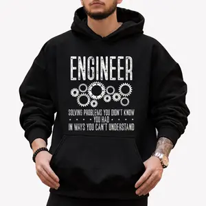 Men’s Vintage Style Engineer Hoodie – Humorous Gear Print, Lightweight and Perfect Gift