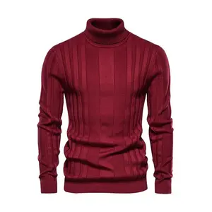 Men’s solid turtleneck sweater, regular fit casual long-sleeve jumper for autumn and winter, men’s knitwear for everyday wear 2TB5