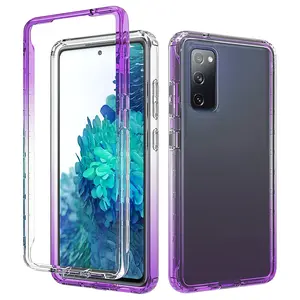 Luxury Hybrid Colorful Gradient Transparent Fashion Cute Skin Cover Case Compatible With Samsung Galaxy S20, S20+, S20 FE & S20 Ultra 5G Accessories Protection