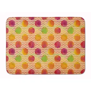 Watercolor Rainbow Dots and Sqiggles Machine Washable Memory Foam Mat BB7514RUG