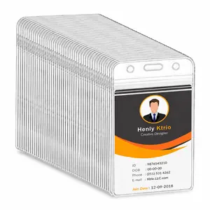 KTRIO 30 Pack Clear Vertical ID Badge Holder with Resealable Zip | Fits Standard Cards, Durable PVC Material, Clear Visibility, Easy Daily Use