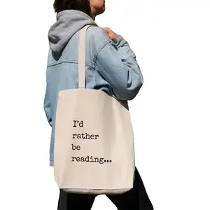 I'd Rather Be Reading Cotton Canvas Tote Bag book ish