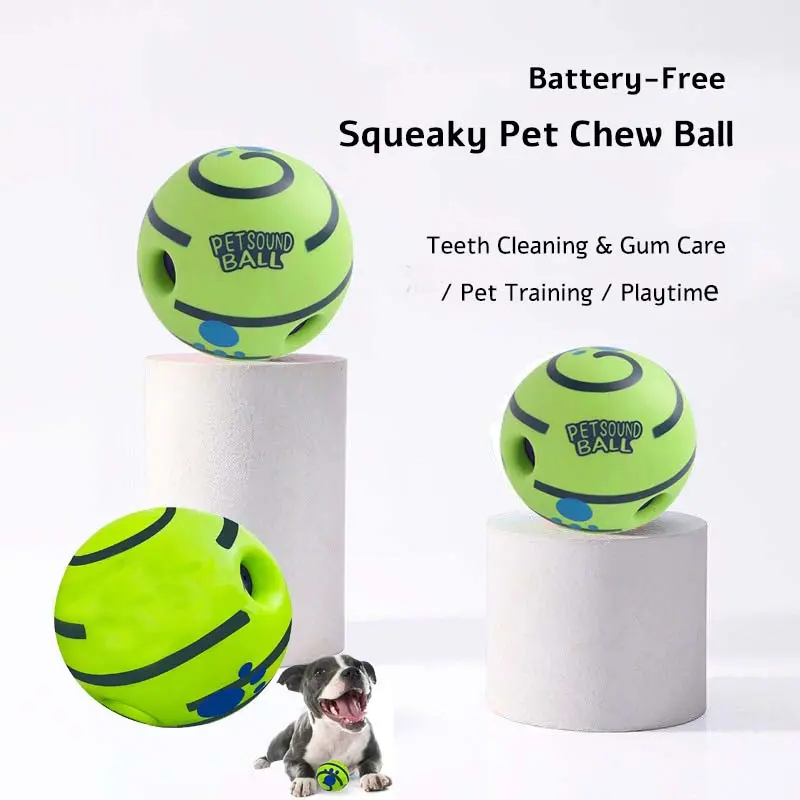 Indestructible Dog Ball - Super Squeak, Battery-Free, Interactive Moving, Aggressive Chewer Ball Toy for Boredom Relief, Pet Training Essentials, Super Squeak Balls, Ball Toy Balls