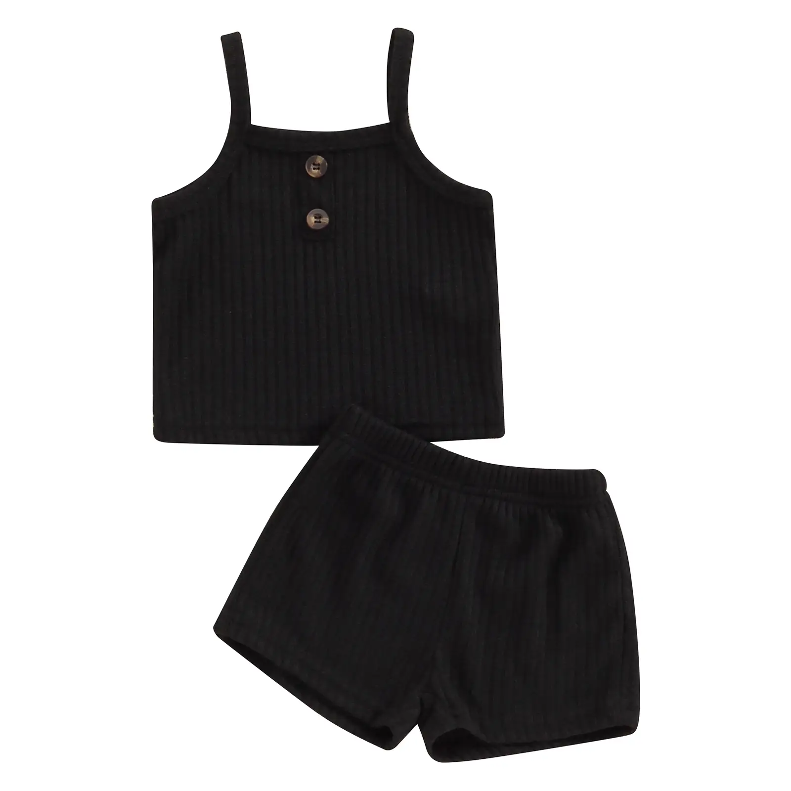 Canrulo Little Girl Summer 2Pcs Outfits Set Clothes 1T 2T 3T 4T 5T Kids Girl Sleeveless Solid Color Cami Tops and Shorts Beach Party Clothing