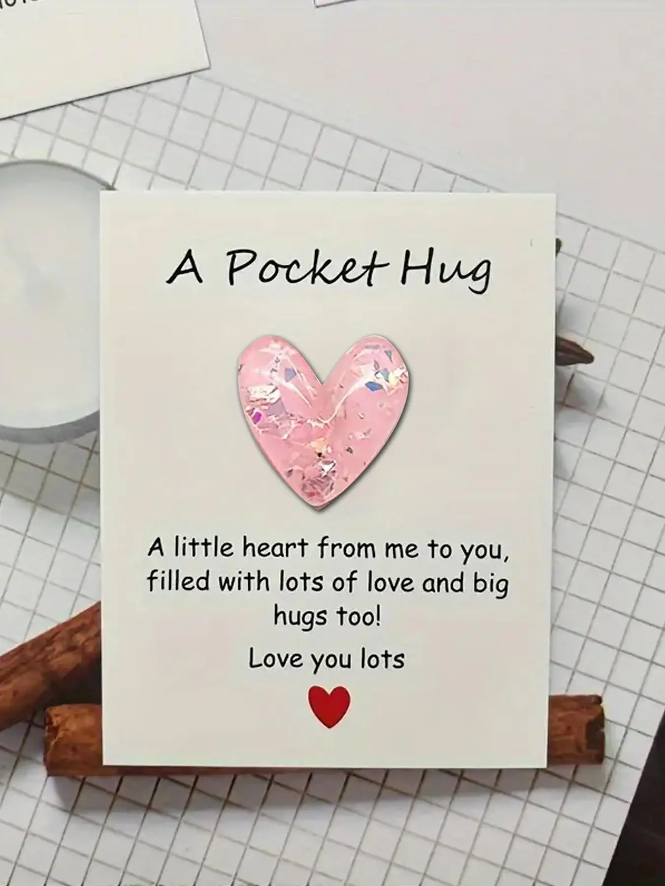 Heart Shaped Design Greeting Card, Pastel Color Cute Resin Heart Themed Design Decorative Card, DIY Jewelry Accessories for Women & Girls