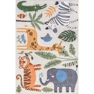 Zia SplashGuard Graphic Machine Washable Area Rug