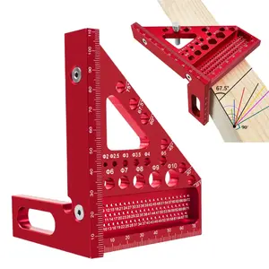 Multi Functional Woodworking Square Protractor Triangle Ruler With Hidden pin, Aluminum Alloy Square Ruler, Marking Ruler, Hole Ruler For Metric Measurement, 45 ° 90 ° Angle Ruler Auxiliary Measuring Tool, Hand Measuring Tool