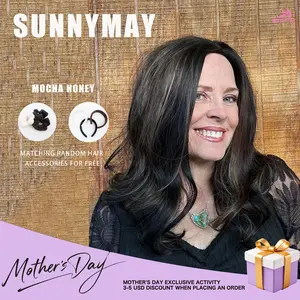 SUNNYMAY Japan Silk Premium  Collection 「Mocha Honey」 T lace Freestyle Parting Synthetic Fiber Nordic Style Hairline No Bonded 120% Density Low Volume lace front beard glueless  deep wave  headband  chocolate brown  Stylis wig fashion Stylist Friendly Wig