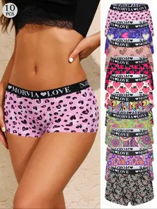 10-Pack Women's Paisley Pattern Underwear Set, Soft Comfortable Skin-Friendly Briefs, Elastic Waistband, All-Season Wear, Casual Soft Panties, Casual Comfy Panties