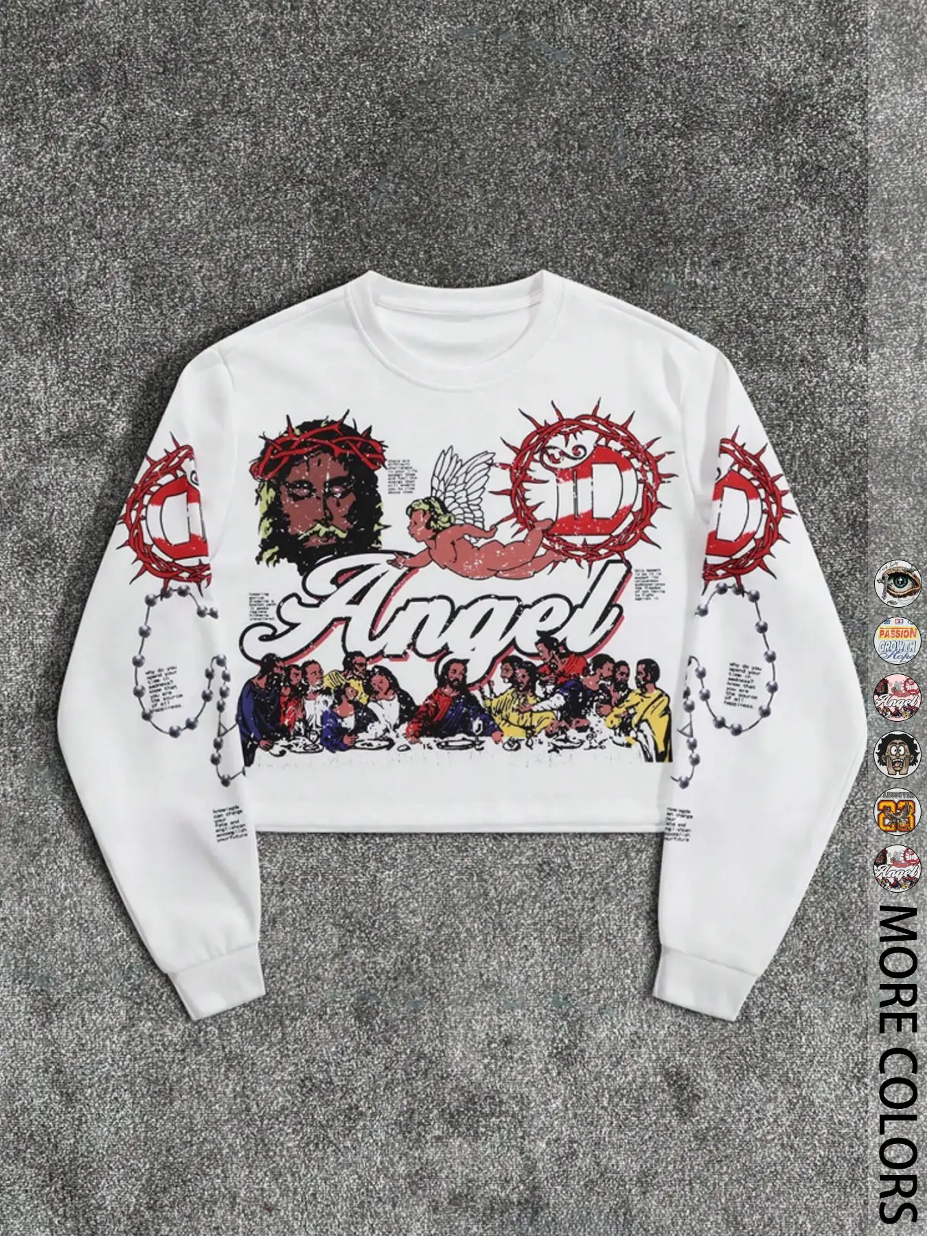 Men's Cartoon Print Round Neck Crop Sweatshirt, Graphic Streetwear Casual Long-Sleeve Pullover for Fall & Winter, Men's Daily Wear Top