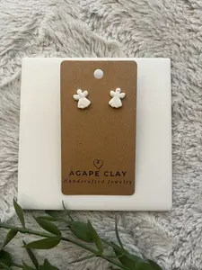 White Angel Studs with Floral Imprint | Hypoallergenic Studs