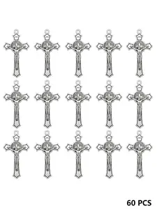 60 Alloy St Benedict Medals Jesus Cross Pendants Beads Jewelry Making DIY Necklace Bracelet Chain Accessories