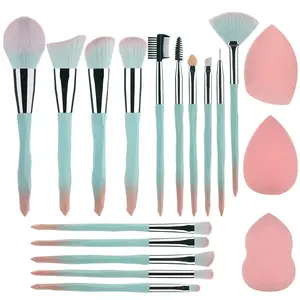 111 Pink blue gradient makeup brushes and makeup sponges set makeup brushes set natural synthetic eye shadow foundation make-up brush set professional makeup brush and tool accessories……… springtok