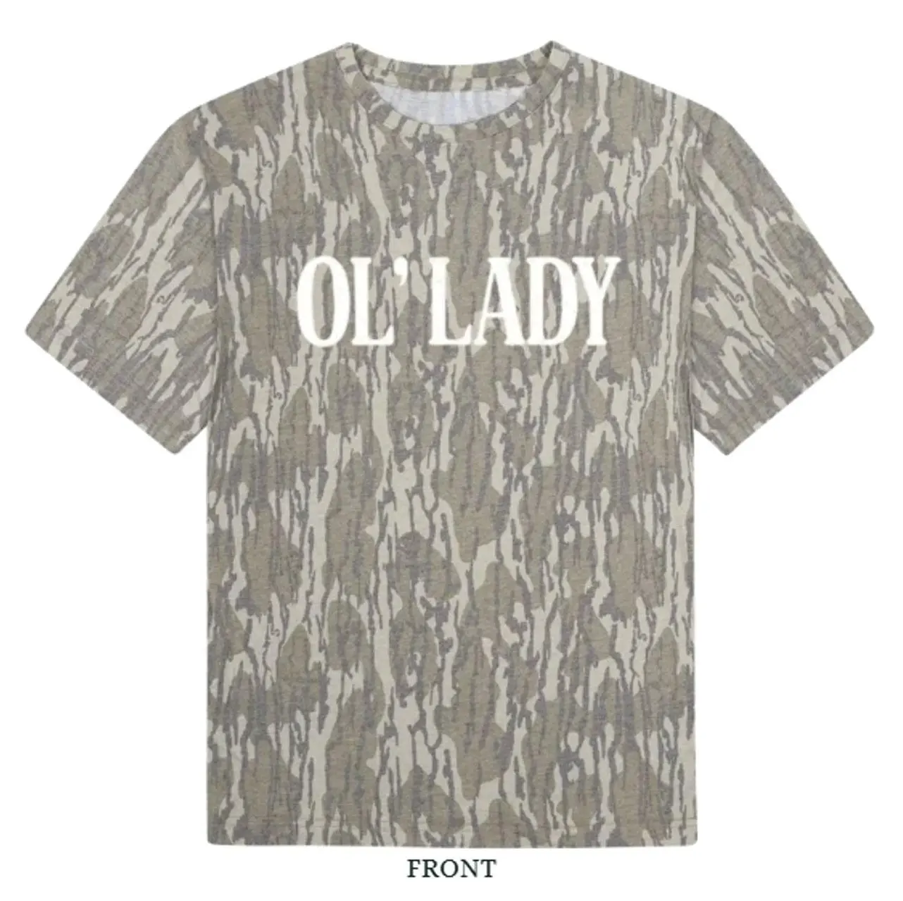 Ol' Lady Mossy Oak Bottomland Camo T-Shirt Vintage Hunting Graphic Tee Southern Country Camouflage Shirt for Women