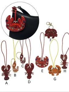 Handmade Beaded Bag Charm Series, Lobster Pearl Bag Pendant, Crab Shell Bag Accessory, Seafood Shrimp Handwoven Decor, Street Style Charm, Purse Accessories, Wristlet Charms