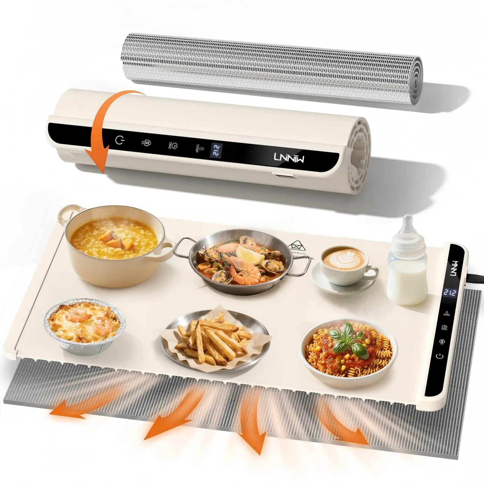 Warming Mat for Food - Electric Warming Tray with Heat-Insulation Pad, 3-Level Temperature Settings & Hours Timer, Full Surface Stable Heating, Food Warmer for Kitchen Parties Buffet