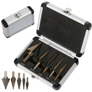 HSS COBALT Step Drill Bit Set, 50 Sizes Step Drill Bit Set Tool Box with Aluminum Case/Pouch for Woodworking, Metalworking, Drilling