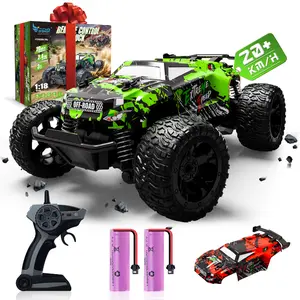Dual shell remote control car, 1:18 scale all-terrain RC car, 2WD 20Km/h, color led lights and two rechargeable batteries, remote control monster truck off-road racing toys for kids and boys, Christmas, Halloween gifts