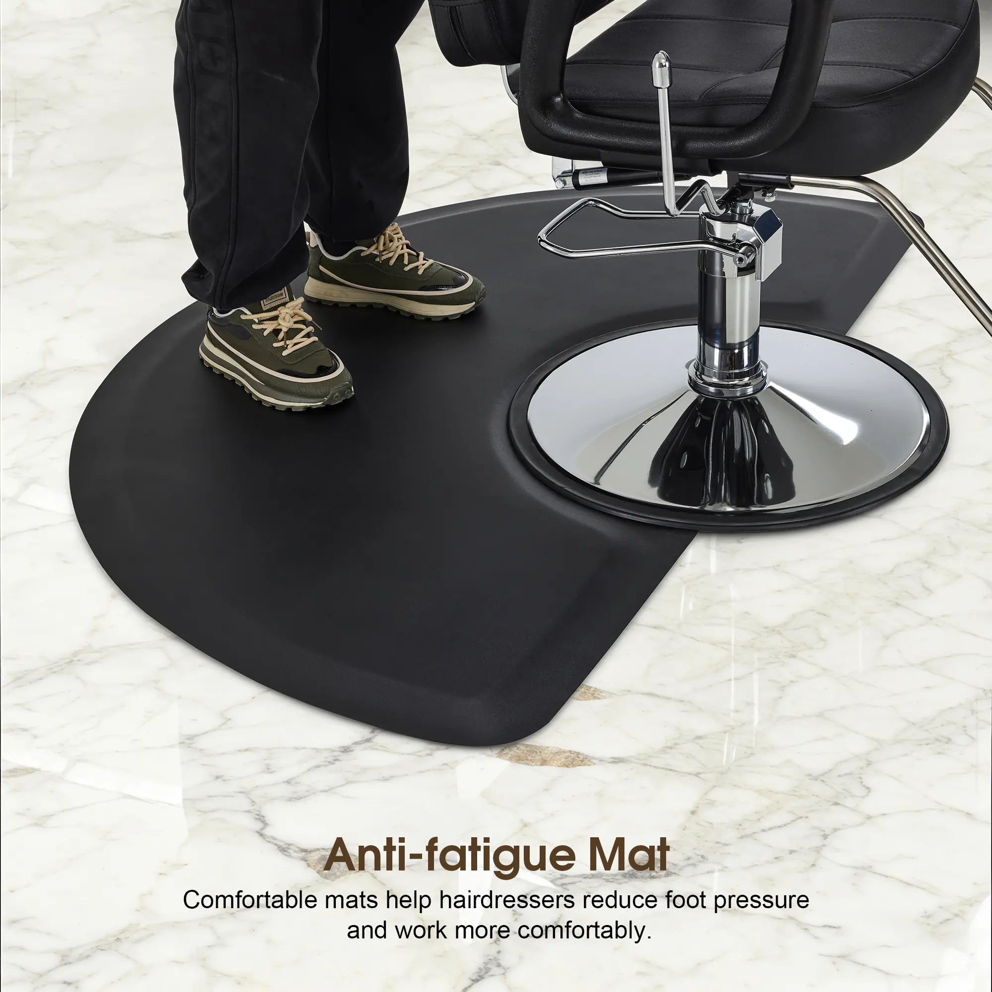 BarberPub 3'x5' Anti-Fatigue Floor Mat for Salon, 1/2" Thick Circle Mat, Hair Stylist Equipment (0020), Salon Chair