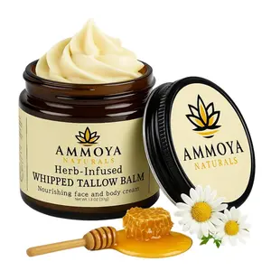 Herb-Infused Whipped Tallow Balm – 1.3 oz | Grass-Fed Tallow Face & Body Moisturizer | Chamomile, Honey, Jojoba & Olive Oil | Natural Skincare for All Skin Types