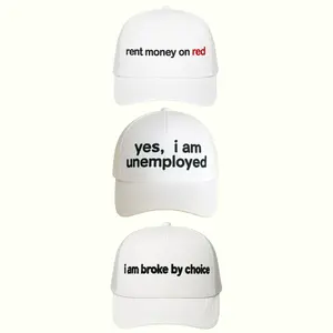 Relatable Trucker Caps - "Rent Money on Red" & "I Am Broke by Choice" - Funny Meme Caps for Gamblers & Real Life Fans - Express Your Humor with Style