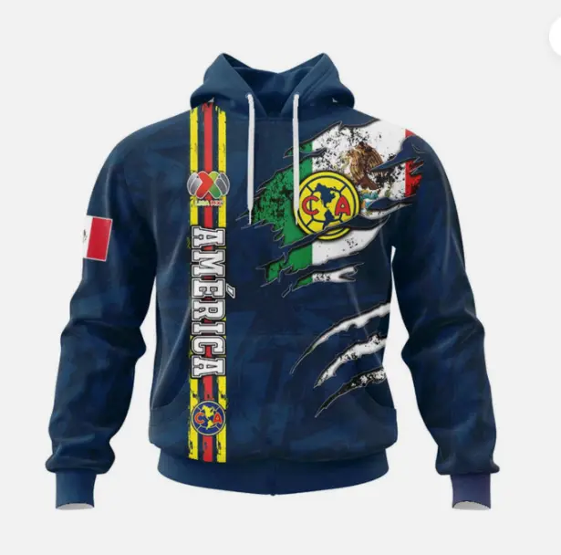 Liga MX Club American Club Soccer Hoodie Over Print All