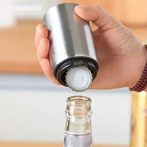 Modern Stainless Steel Automatic Bottle Opener, 1 Count Magnetic Bottle Cap Remover, Creative Kitchen Tool for Home Bar Picnic, Utensils