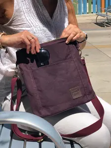 Waxed Canvas Shoulder Bag | Medium Sized Crossbody Bag | Work Purse | Water Resistant, Zippered Purse w/ Cotton Webbing Strap