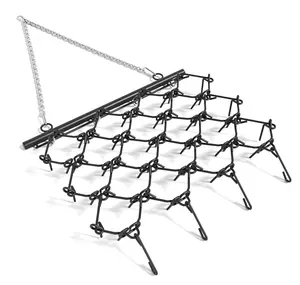 GARVEE Heavy Duty 4x4 FT Drag Harrow with 1/2 Thick Steel Mesh and Harrow Tines, Tow-Behind Agricultural Grading and Leveling Tool for ATV, UTVs, Lawn Tractors, Black