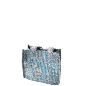 Handmade Mini cotton quilt reversible tote bag