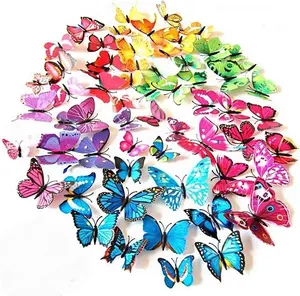 72 Pcs 6 Packs 3D Butterfly Wall Decals Removable DIY Home Decorations Art Stickers for Babys Bedroom TV Background Living Room 6Colors