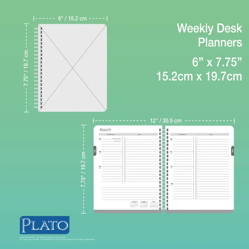 Bonnie Marcus OFFICIAL | 2026 6 x 7.75 Inch 18 Months Weekly Desk Planner | Foil Stamped Cover | July 2025 - December 2026 | Plato | Fashion Designer Stationery 6