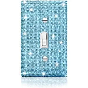 Shiny Blue Single Toggle Light Switch Plate Blue Rhinestones Wall Plates Light Switch Cover Plate Decorative Switch Covers Wall Plate