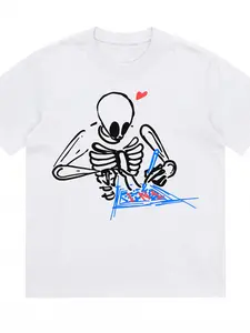 Skeleton With Heart And Laptop Men's T-Shirt 180g Pure Cotton T-Shirt Men's Sport Casual Design For Tech Lovers And Nerds Perfect For Spring And Summer Ideal Gift For Him Whirt