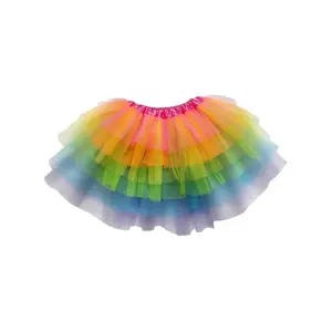 Neon Rainbow 6 Layer Tutu Skirt Costume for Girls, Women, Plus