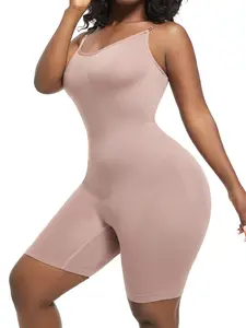 Seamless Bodysuit Jumpsuit, High Elasticity Waist Cinching, Postpartum Wearable, Daily Use, S-Type Casual Style, Plain Pattern