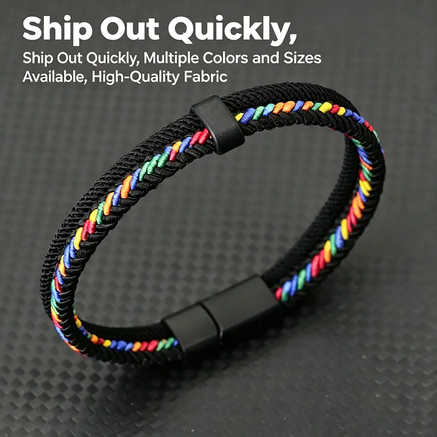 New Fashion Men Bracelet Rope A Grade Handmade Fabric Braslet Bangle Detachable Magnetic Buckle  Him Pulseria Hombre