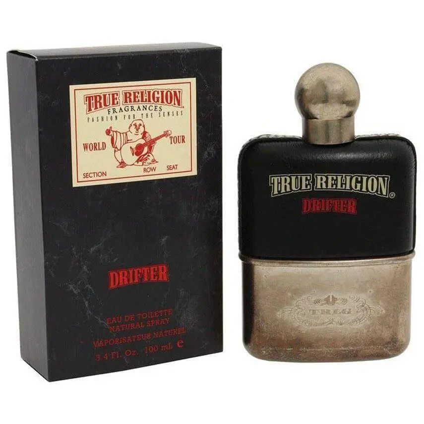 TRUE RELIGION Drifter Eau de Toilette for Men, Spiced Woody and Herbaceous Fragrance with Ginger, Grapefruit & Sandalwood Notes, 3.4 fl oz