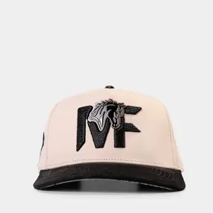 MF Beige and Black Snapback Unisex Hat with Horse Logo Design