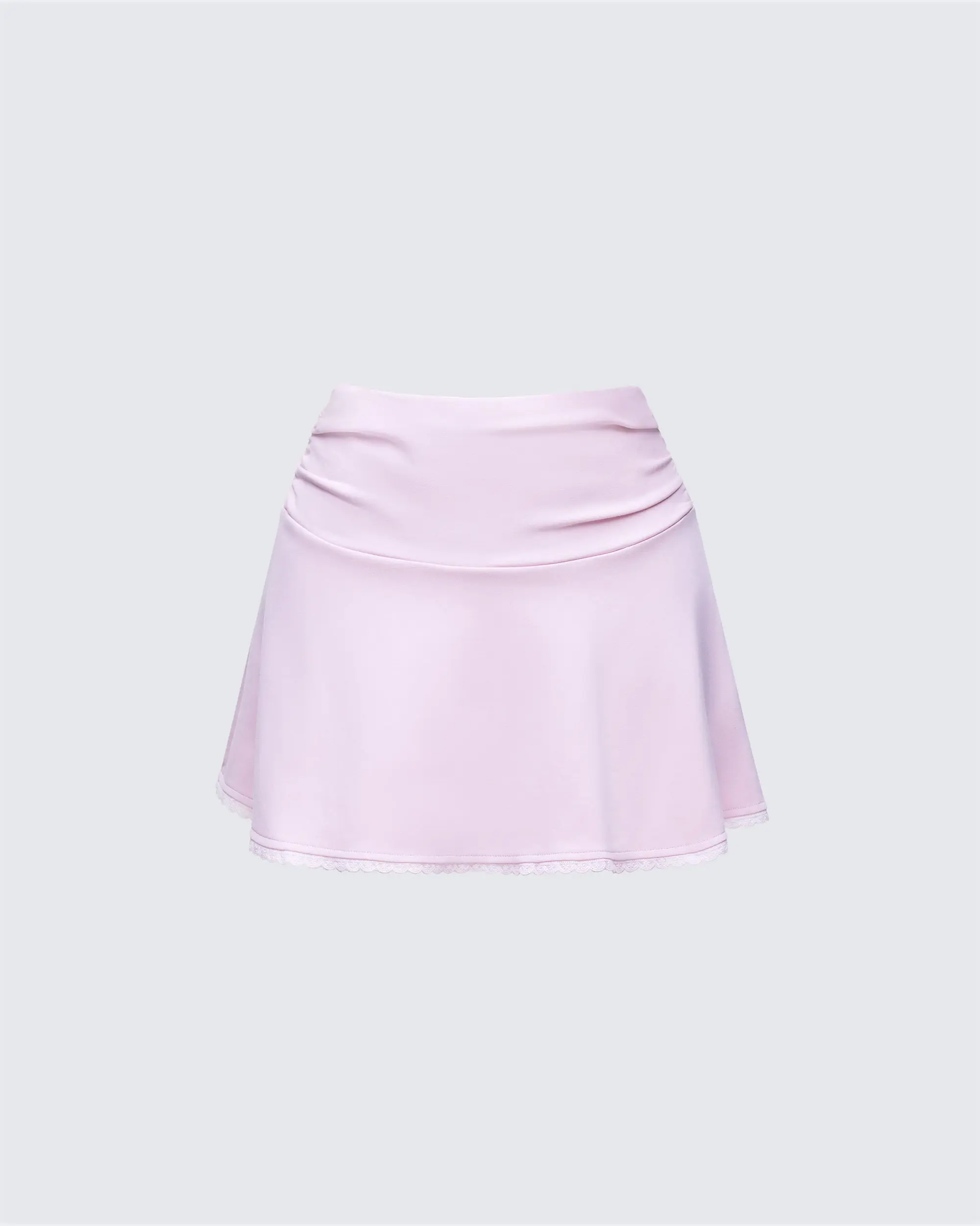 Women's Pink A-Line Mini Skirt - Fitted and Flared Stretch Cotton Bottom with a Foldover Waistband