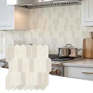 10/20 Pcs Peel-Stick 3D Backsplash Wall Panels, 12x12 in Glossy Finish Art Deco Self-Adhesive Tile Stickers - Waterproof, Removable, Tenant-Friendly DIY Home Decor for Kitchen & Bathroom