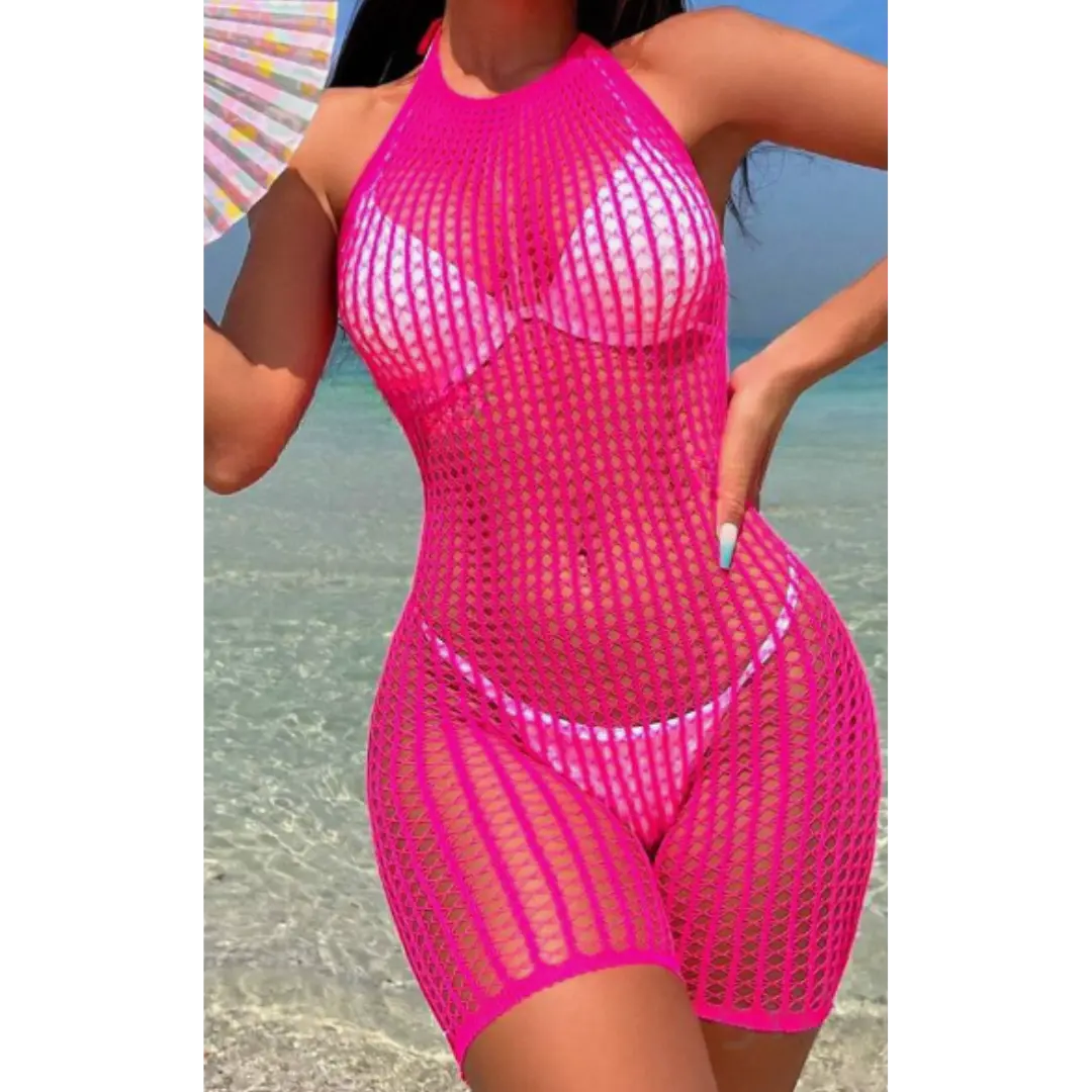 Hollow Out Fishnet Bodycon Jumpsuit