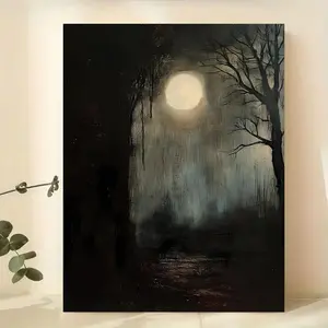 Dark Academia Night Scene  Art, Gothic Victorian  Print, Solid Wood Framed Vintage Decor for Living Room, Bedroom, Office quote kitchen   Art Poster unframed home Personalized Pet Portrait Canvas manga wall artwork print Newspaper abstract brand proposal