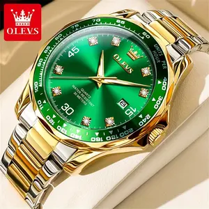 Olevs Luxury Men's Quartz Watch-Fashion Business Style, Waterproof, Luminous Dial and Calendar Function, Stainless Steel Strap