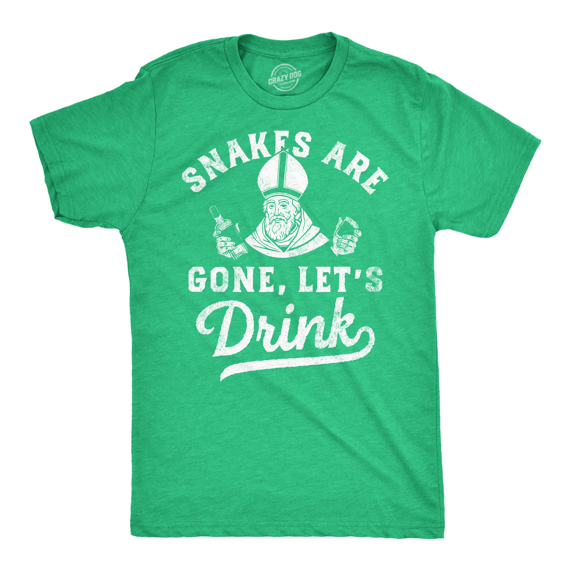 Mens Funny T Shirts Snakes Are Gone Lets Drink St Patricks Day Drinking Tee Mens Funny T Shirts Cool Vintage Fashion T-Shirt Gift Classic Menswear Saint Patrick's Day Apparel for Men Funny Drinking Short Sleeve Green -