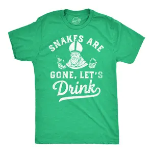 Mens Funny T Shirts Snakes Are Gone Lets Drink St Patricks Day Drinking Tee Mens Funny T Shirts Cool Vintage Fashion T-Shirt Gift Classic Menswear Saint Patrick's Day Apparel for Men Funny Drinking Short Sleeve Green -