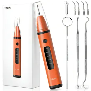 Plaque/Tartar Remover for Teeth,Rechargeable Dental Calculus 5 Mode and 4 Heads USB Light Smart Power Off Ipx6 Waterproof Remover 400 Day Battery &  Charge Teeth Cleaning Kit with LED Light & Adjustable For Home Travel Electric Fast Handle