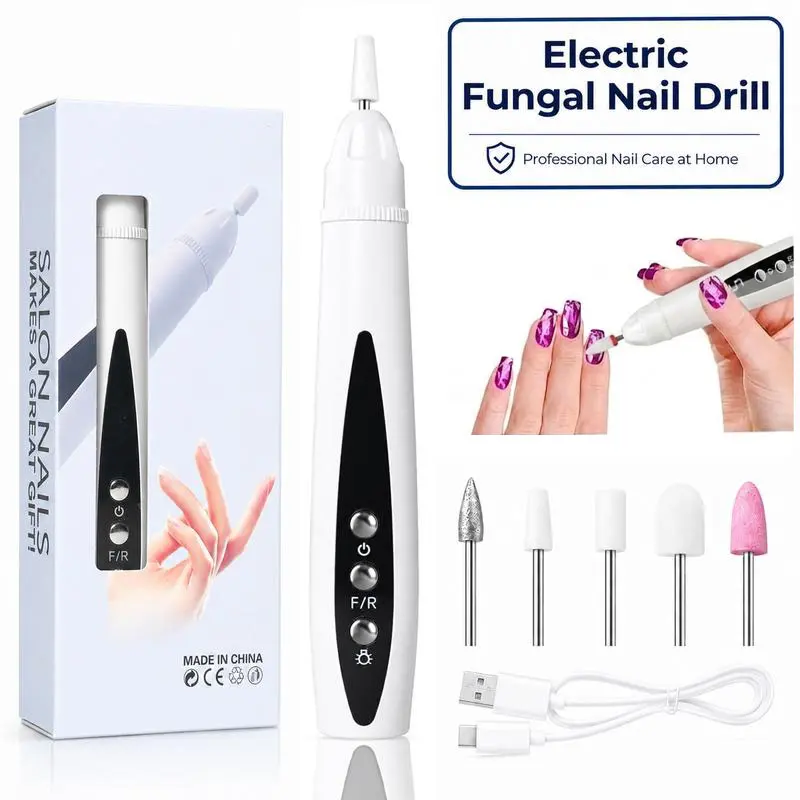 Rechargeable Nail Drill, Cordless Efiles for fungal Nails Lightweight Nail Care Tool for nail repair, Portable 5-Speed Nail Care Tool forManicure, Pedicure, Shaping, and Buffing