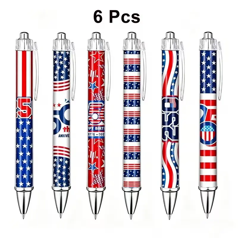 250th Anniversary Pen Set, American Flag Patriotic Design Ballpoint Pens, Ink, Independence Day Gift, Office School Veteran Use, Ballpoint Pen Kit