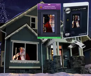 Original Santa in Window on USB + 48" x 72" White Holographic Screen for Christmas Projections
